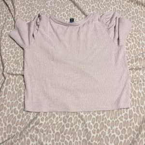 pink ruffled cropped top